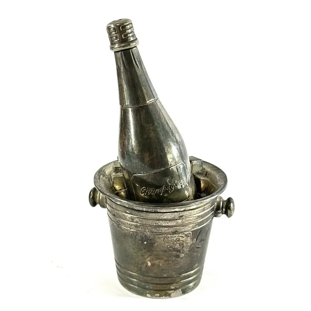 Vintage International Silver Co Champagne Bottle Ice Bucket Salt & Pepper Shaker - Picture 3 of 9